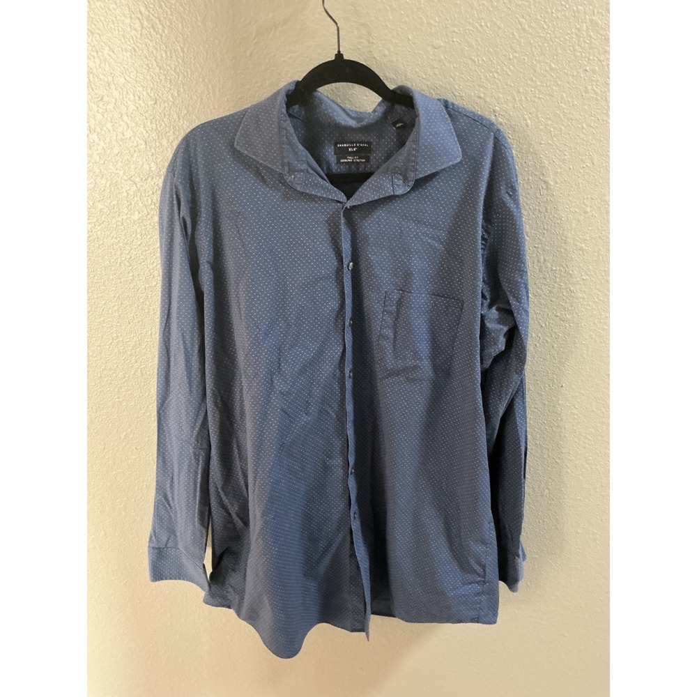 Shaquille O'Neal Button Down Mens XLG Blue Good Cooling Stretch Tall Fit